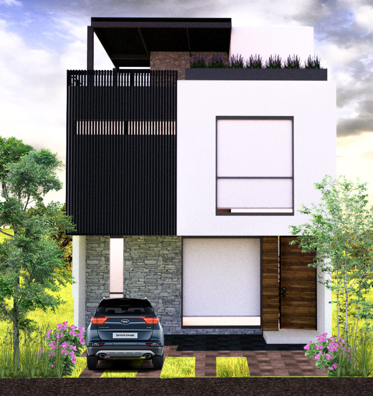 Render de fachada residencial